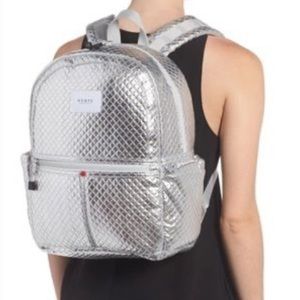 STATE silver small quilted backpack